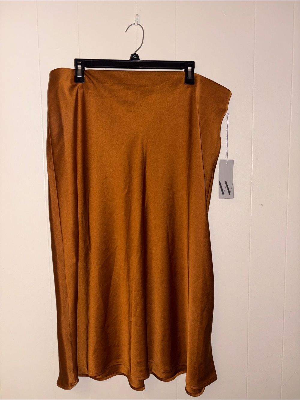 Satin Midi Skirt in Rust